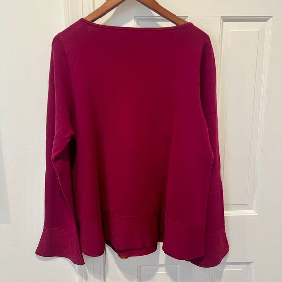 Ann Taylor Shimmer Trim Flare Sleeve Sweater in Plum size XL - Picture 2 of 6
